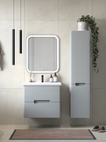 Тумба с раковиной SanStar Ориана 60 подвесная, серая, раковина Santek Миранда 60