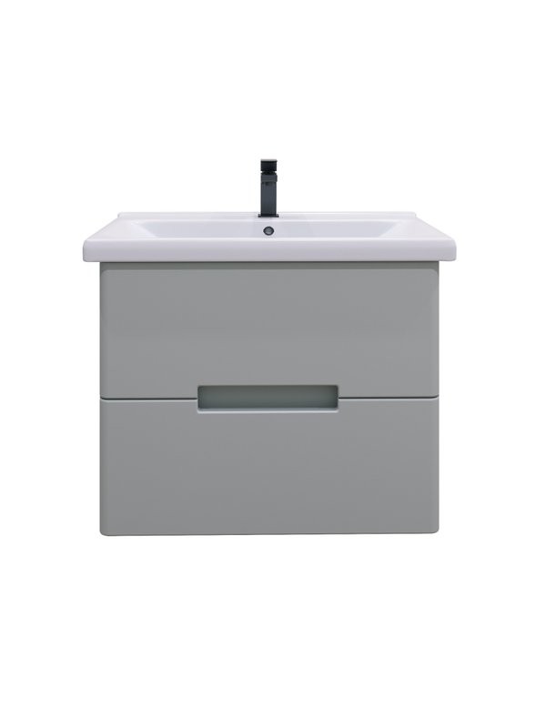 Тумба с раковиной SanStar Ориана 60 подвесная, серая, раковина Santek Миранда 60