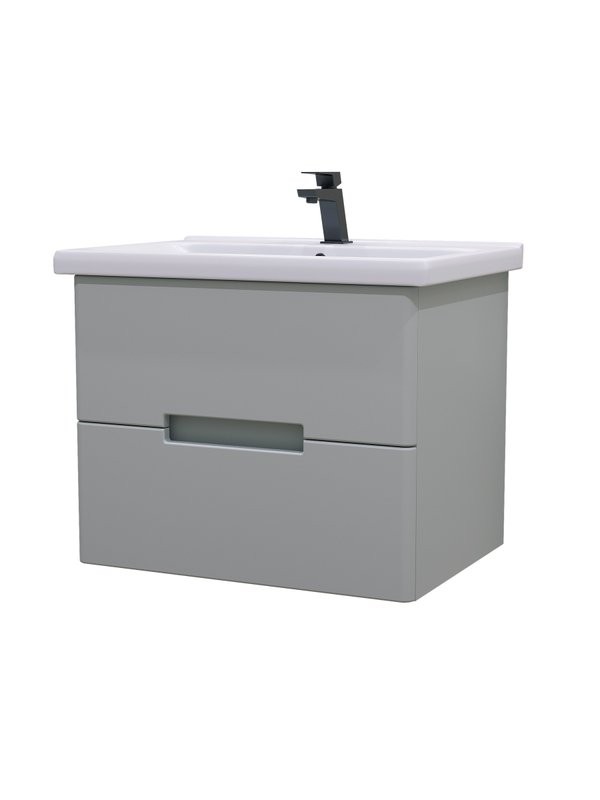 Тумба с раковиной SanStar Ориана 60 подвесная, серая, раковина Santek Миранда 60