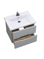 Тумба с раковиной SanStar Ориана 60 подвесная, серая, раковина Santek Миранда 60