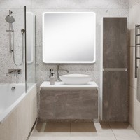 Тумба с раковиной Runo Бари 80 железный камень, раковина Terzo 60