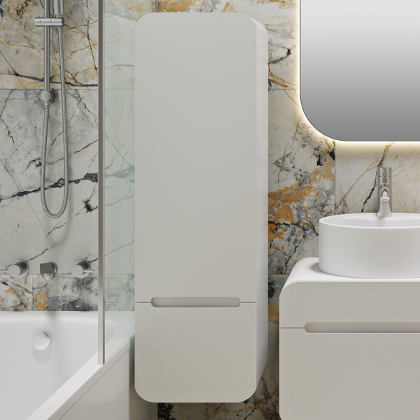 Шкаф пенал для ванной Runo Ницца 35 правый белый