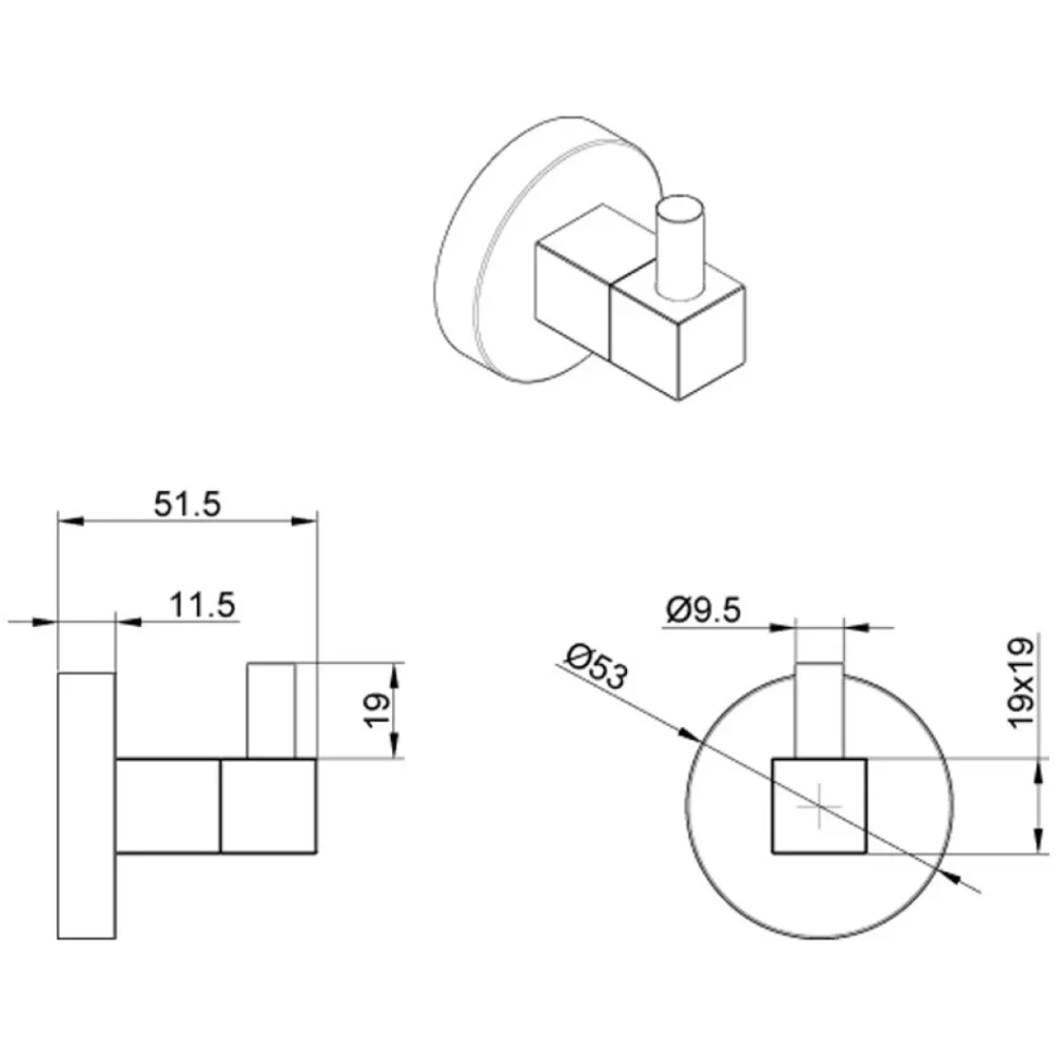 Крючок AZARIO Nessy AZ-73105A хром, на шурупах
