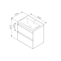 Тумба с раковиной AM.PM X-Joy 65, подвесная, черная матовая