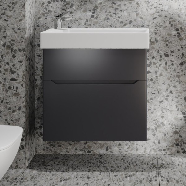 Тумба с раковиной Jorno Folk 65 подвесная, антрацит