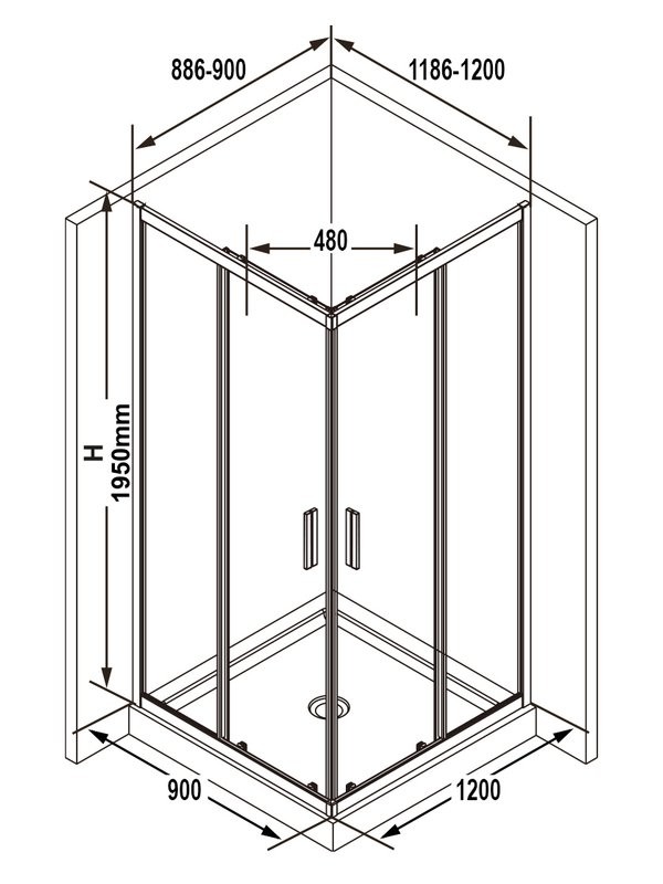 Душевой уголок Ravak Blix Slim BLSRV2K 120x90 см, профиль блестящий, стекло прозрачное Transparent