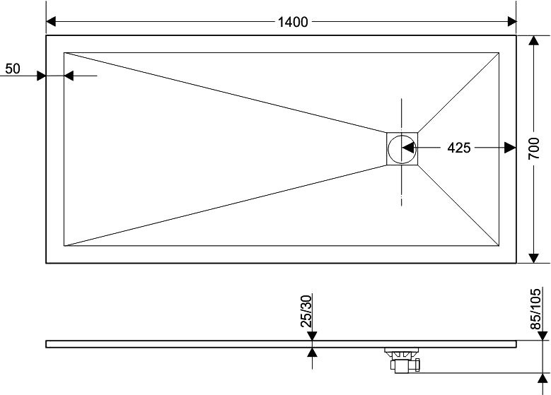 Поддон для душа RGW Stone Tray ST-0147W 70х140 с сифоном