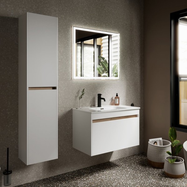 Мебель для ванной комнаты Sancos Smart 80 см белый глянец