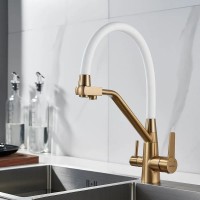 Смеситель для кухни Shevanik S968G с гибким изливом, золотой сатин