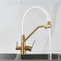 Смеситель для кухни Shevanik S968G с гибким изливом, золотой сатин