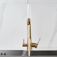 Смеситель для кухни Shevanik S968G с гибким изливом, золотой сатин