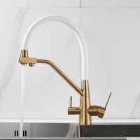Смеситель для кухни Shevanik S968G с гибким изливом, золотой сатин