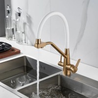 Смеситель для кухни Shevanik S968G с гибким изливом, золотой сатин