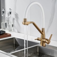 Смеситель для кухни Shevanik S968G с гибким изливом, золотой сатин