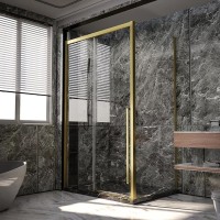 Душевой уголок Veconi Premium Trento PTC-SP-30G 120x80, профиль брашированное золото, стекло прозрачное