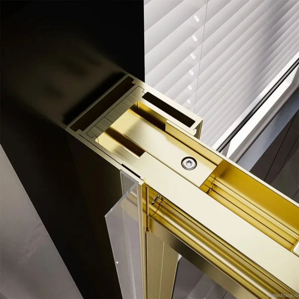 Душевой уголок Veconi Premium Trento PTC-SP-30G 120x80, профиль брашированное золото, стекло прозрачное