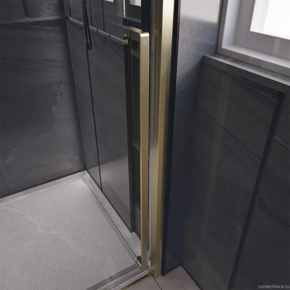 Душевой уголок Veconi Premium Trento PTC-SP-30G 120x80, профиль брашированное золото, стекло прозрачное