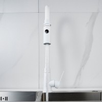 Смеситель для кухни Shevanik S943C-1 с гибким изливом, белый