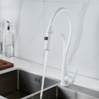 Смеситель для кухни Shevanik S943C-1 с гибким изливом, белый