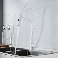 Смеситель для кухни Shevanik S943C-1 с гибким изливом, белый