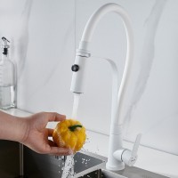 Смеситель для кухни Shevanik S943C-1 с гибким изливом, белый