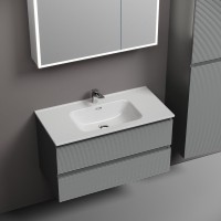 Тумба с раковиной Sancos Folk 90 ergraut soft, раковина CN7002