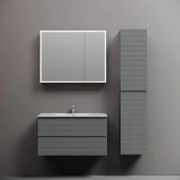 Тумба с раковиной Sancos Folk 90 ergraut soft, раковина CN7002