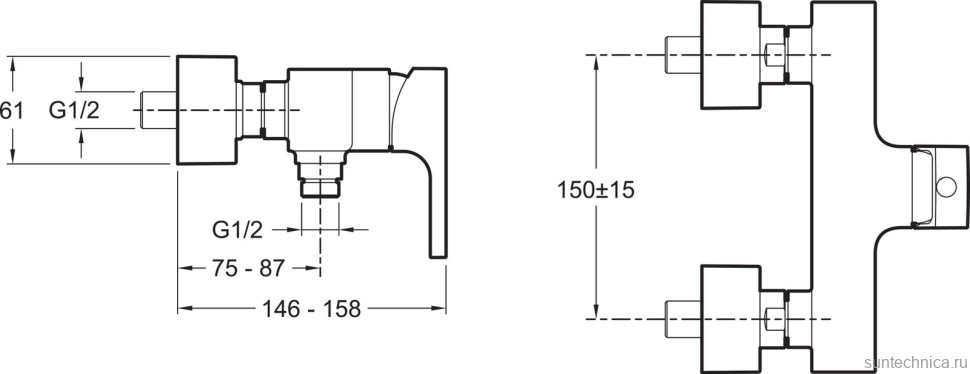 Душевой комплект Смеситель для душа Jacob Delafon Strayt E45371-CP + Стойка Eo E11716-CP