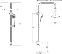 Душевой комплект Смеситель для душа Jacob Delafon Strayt E45371-CP + Стойка Eo E11716-CP