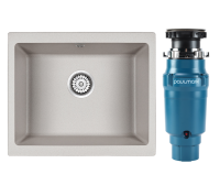 Комплект Мойка Paulmark Gera 60 PM205546-GR серый + Измельчитель Intenso