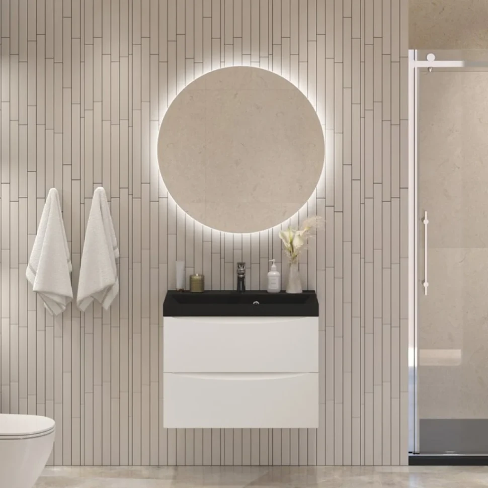 Мебель для ванной комнаты BelBagno Marino 60 подвесная, bianco opaco, черная раовина