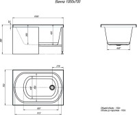 Акриловая ванна Alex Baitler Baikal без опоры 100x70 см, встраиваемая, белая