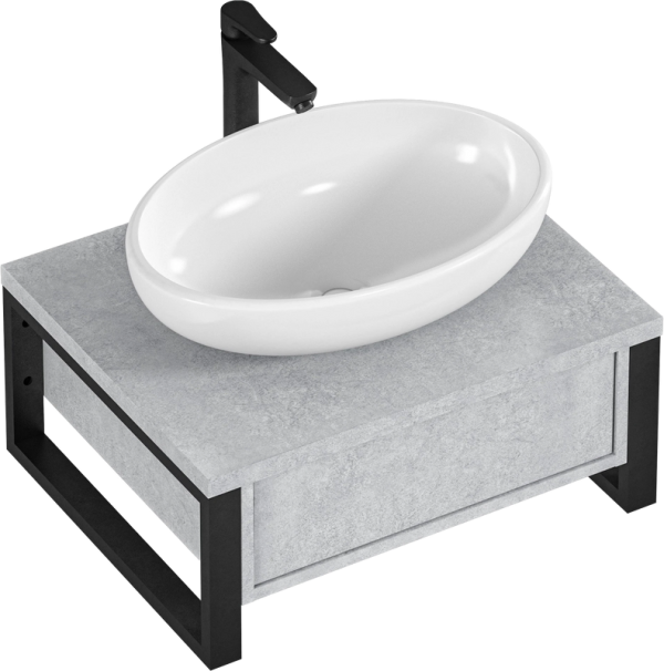 Тумба с раковиной 1MarKa Grunge Loft 60П бетон светлый