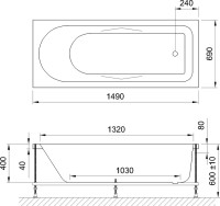 Акриловая ванна Royal Bath Tudor RB 407700 150x70 см, пристенная, белая, на ножках