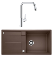 Комплект Мойка Blanco Metra XL 6S 515287 кофе + Смеситель Grohe Eurosmart