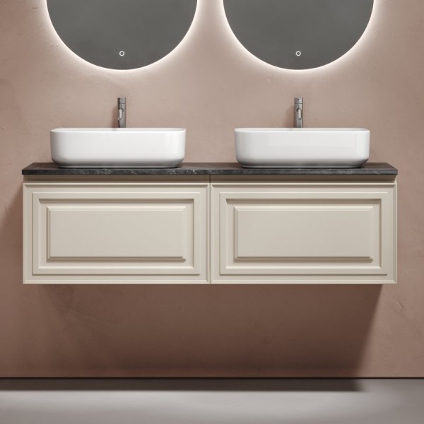 Тумба с раковиной Sancos Very 160 beige soft, столешница черный мрамор TT160A1X, раковина CN5043