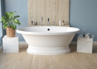 Ванна из искусственного камня Marmo Bagno Аззуро 180x90 см, отдельностоящая, белая, овальная