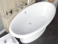 Ванна из искусственного камня Marmo Bagno Аззуро 180x90 см, отдельностоящая, белая, овальная