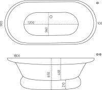 Ванна из искусственного камня Marmo Bagno Аззуро 180x90 см, отдельностоящая, белая, овальная