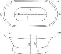 Ванна из искусственного камня Marmo Bagno Аззуро 180x90 см, отдельностоящая, белая, овальная