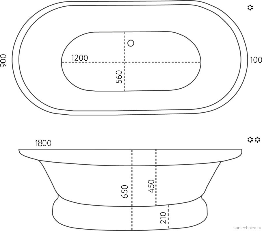 Ванна из искусственного камня Marmo Bagno Аззуро 180x90 см, отдельностоящая, белая, овальная