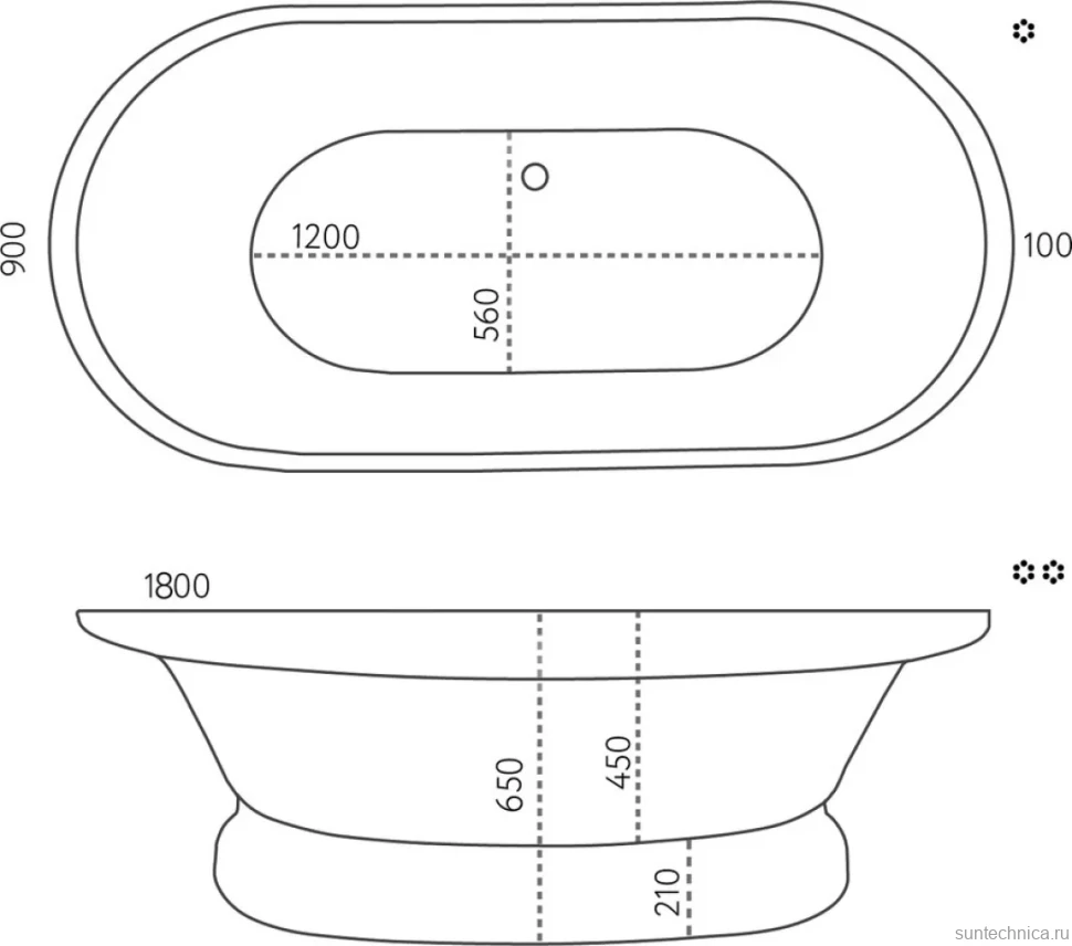 Ванна из искусственного камня Marmo Bagno Аззуро 180x90 см, отдельностоящая, белая, овальная