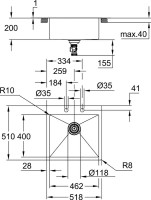 Комплект Мойка Grohe K800 31583SD1 нержавеющая сталь + Смеситель Eurosmart