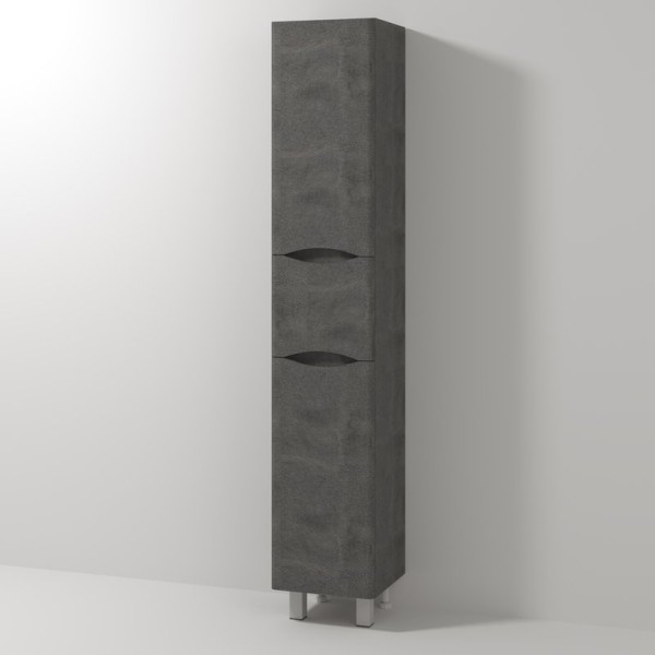 Шкаф пенал для ванной Vod-Ok Adel 30 L, с бельевой корзиной, серый камень