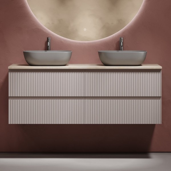 Тумба с раковиной Sancos Snob R 140 doha soft, столешница бежевая TT140A2X, раковина CN6009MH