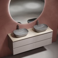 Тумба с раковиной Sancos Snob R 140 doha soft, столешница бежевая TT140A2X, раковина CN6009MH