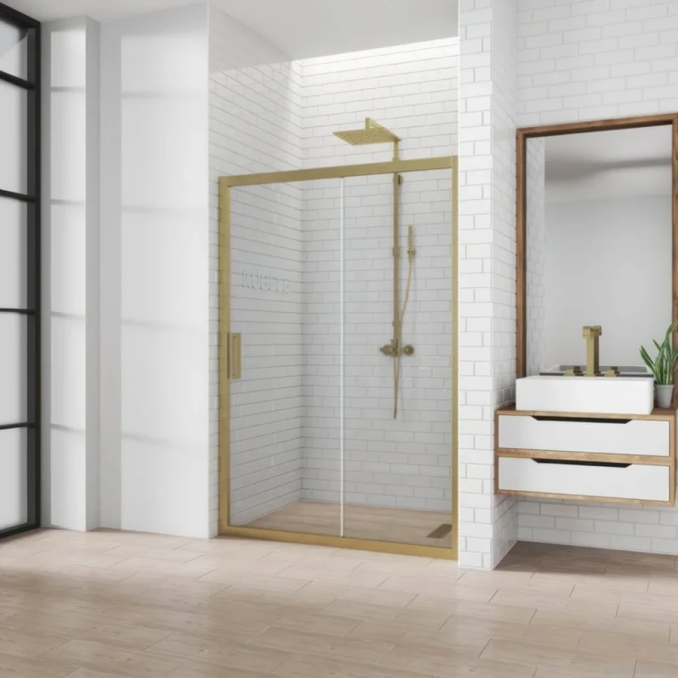 Душевая дверь в нишу Kubele DE019 D2-CLN-BR 180 см, профиль бронза