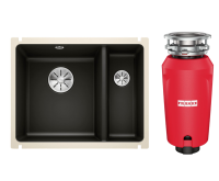 Комплект Мойка Blanco Subline 350/150-U черная + Измельчитель Franke 134.0715.096