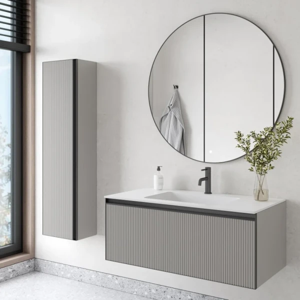 Мебель для ванной комнаты Armadi Art Quatro 1 100 luna fuga, профиль anthracite, с раковиной white