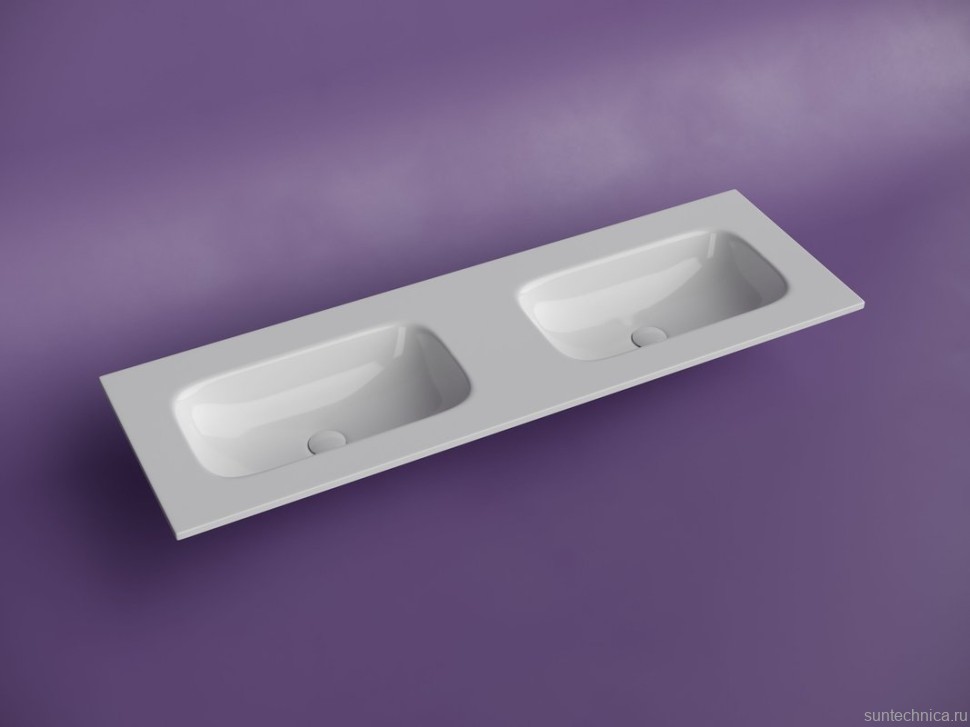 Мебельная раковина Ceramicanova Grace прямоугольная 141см с двумя чашами без отверстий под смеситель CN7022wx